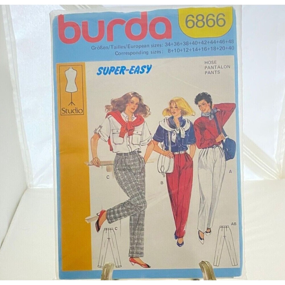 #6866 Burda Misses Pull On Pants Sewing Pattern Size 8-40